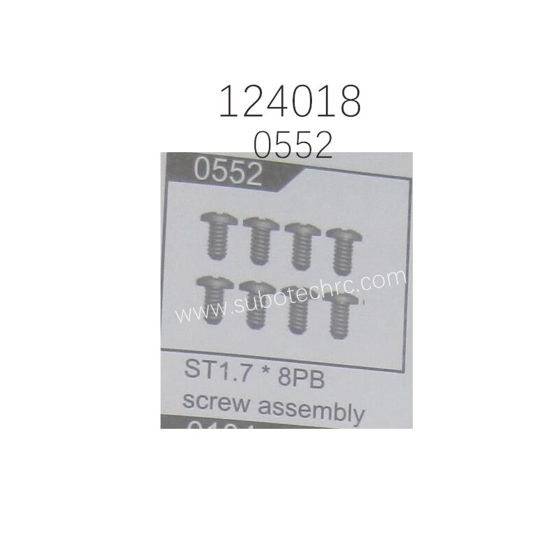 WLTOYS 124018 Parts 0552 ST1.7X8PB Screw Assembly