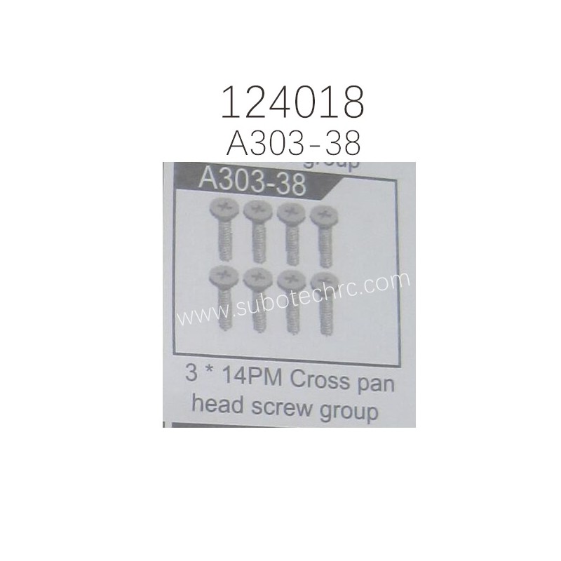 WLTOYS 124018 Parts A303-38-3X14PM Cross Pan Head Screw